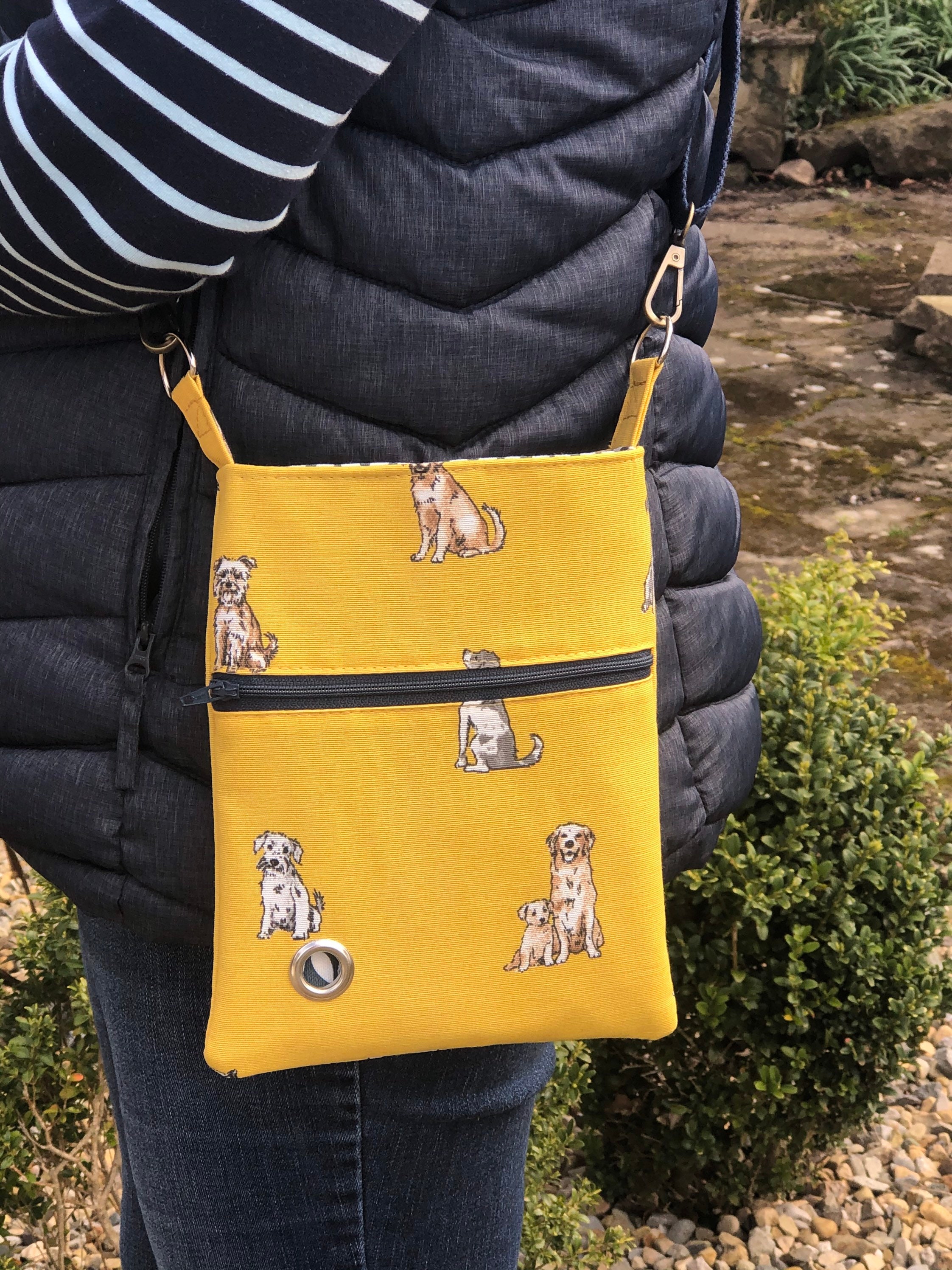 Doggy dog walking bag crossbody shoulder bag.Handmade with Etsy