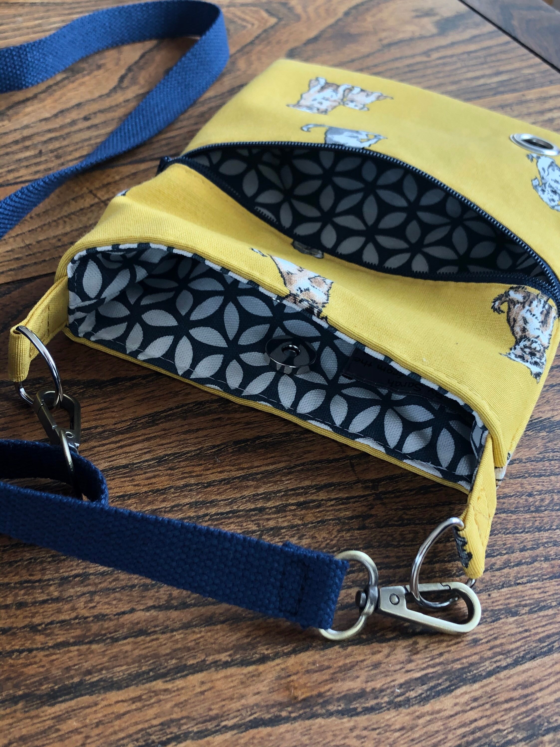 Doggy dog walking bag crossbody shoulder bag.Handmade with Etsy