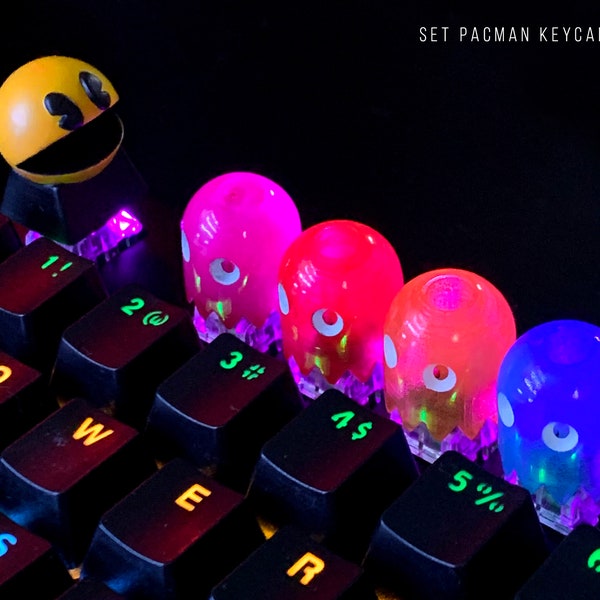 Retro Pac-Maan handmade Artisan Keycaps | Mechanical Keyboard for Retro Gamer | Retro Gaming Artisan Keycaps