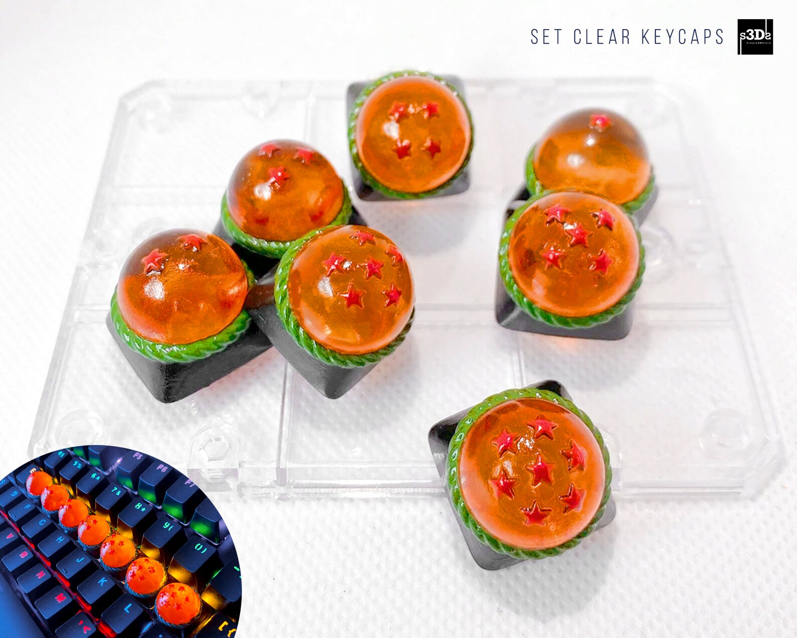 Handmade dragon Set Clear Ball Mechanical Keycaps, Divine Dragon