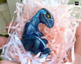 Raptor Dinosaur Velociraptor | blue dinosaur figure | gift for him | baby dinosaur figure