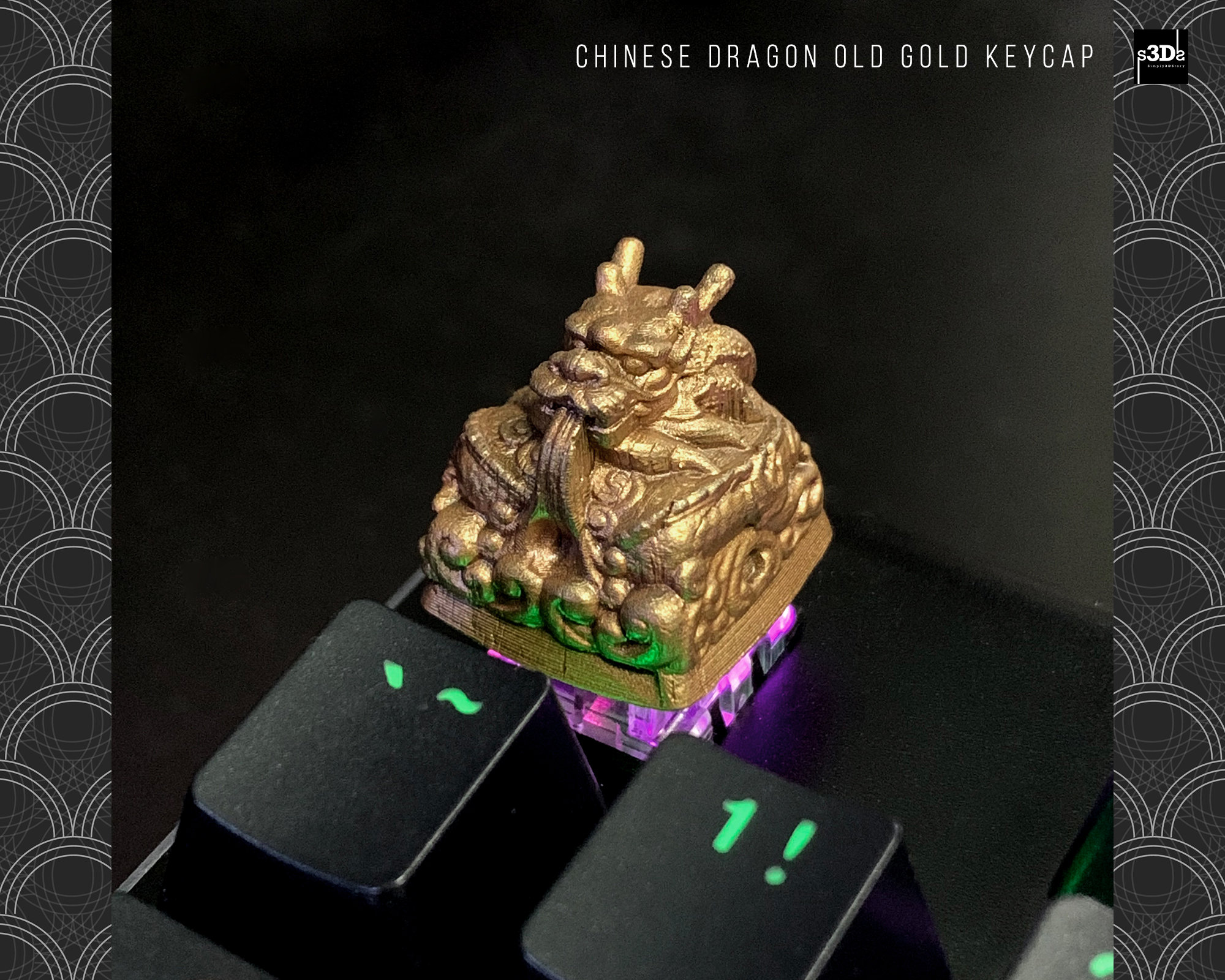 Chinese Dragon Old Gold Keycap Dragon Keycap Dragon Seal Keycap Dragon