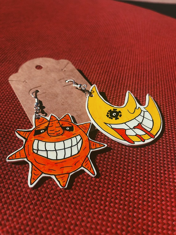 Soul Eater Sun And Moon Earrings Etsy Soul Eater Sun And Moon Earrings Etsy