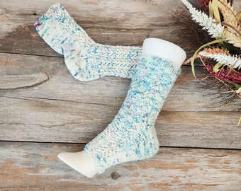 Hand Knit Light Weight Pastel Toeless Socks