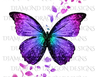 Glitter Butterfly Decal, Butterfly Waterslide or Butterfly Sticker, for Tumblers, Mugs etc, Light or Dark Surface Waterslide & Sticker Decal