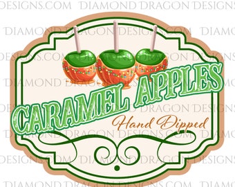 Christmas Waterslide, Caramel Green Apple Label, Hand Dipped Caramel Apples Waterslide, Waterslide for Tumblers, Waterslide