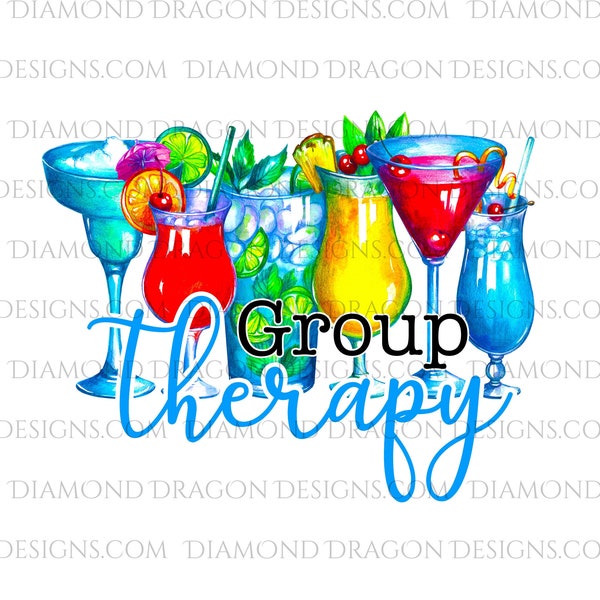 Mixed Drinks Waterslide, Group Therapy Waterslide, Alcohol, Cocktails, Drinks - Clear Waterslide for Tumblers, Laser Printed Waterslide