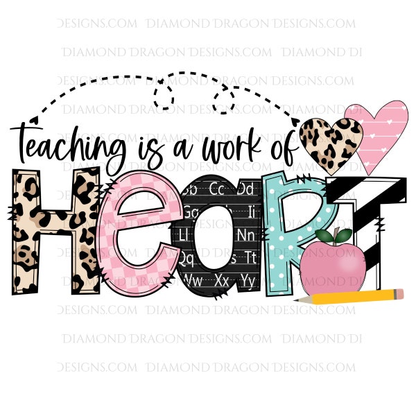 Teacher Is a Work of Heart Decal, Teacher Waterslide or Teacher Sticker, for Tumblers, etc, Light or Dark Surface Waterslide & Sticker Decal