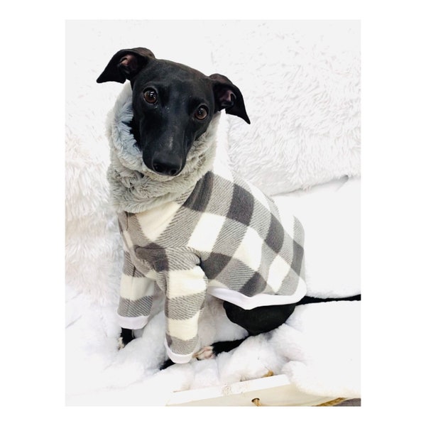 Grey plaid  Fur Snood  sweater Italian Greyhound & Whippet Sweater