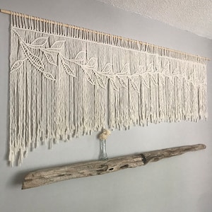 Macrame Wall Hanging Leaf Pattern, Macrame Woven Cord, macremè wall hanging image 1