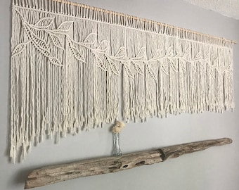 Farmhouse Curtain, giant wall hanging, Macrame Wall Hanging Tree Branches With Leaves,macremè curtain