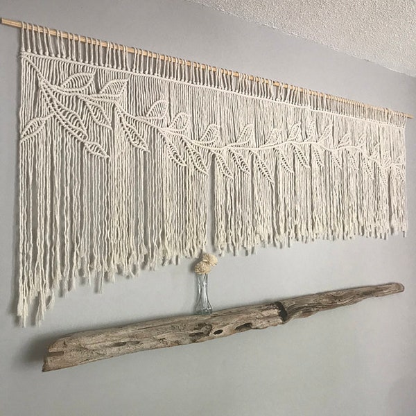 Farmhouse Curtain, giant wall hanging, Macrame Wall Hanging Tree Branches With Leaves,macremè curtain