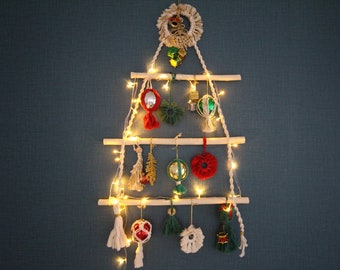 Wooden Christmas Tree ,Macrame Wall Hanging, xmas wall tree