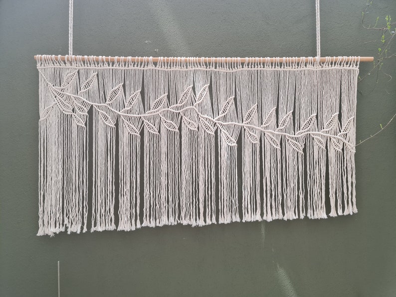 Macrame Wall Hanging Leaf Pattern, Macrame Woven Cord, macremè wall hanging image 6