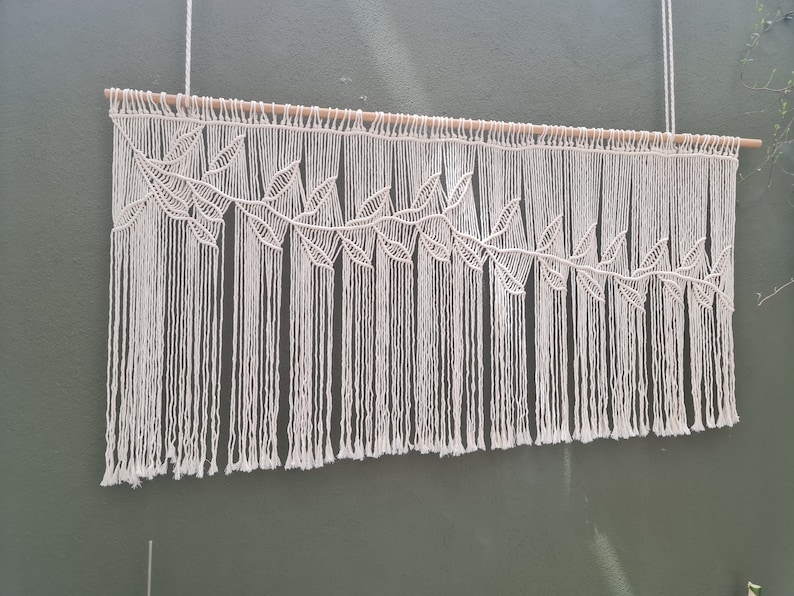 Macrame Wall Hanging Leaf Pattern, Macrame Woven Cord, macremè wall hanging image 4