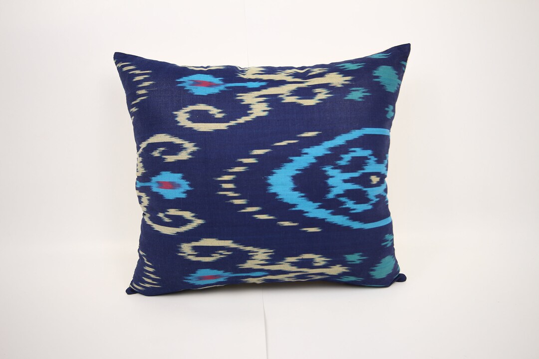 Blue IKAT Throw Pillow Cover 16 X 16 Cushion Cover Etsy
