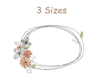 Monogram Frame, Laurel Doodle Wreath Machine Embroidery, Frame Embroidery,  Badge Design-instant download Floral Flower