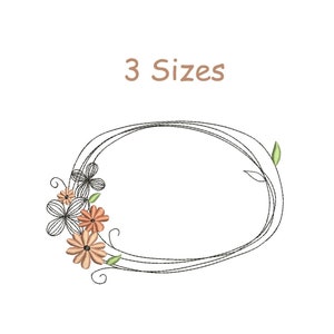Monogram Frame, Laurel Doodle Wreath Machine Embroidery, Frame Embroidery,  Badge Design-instant download Floral Flower
