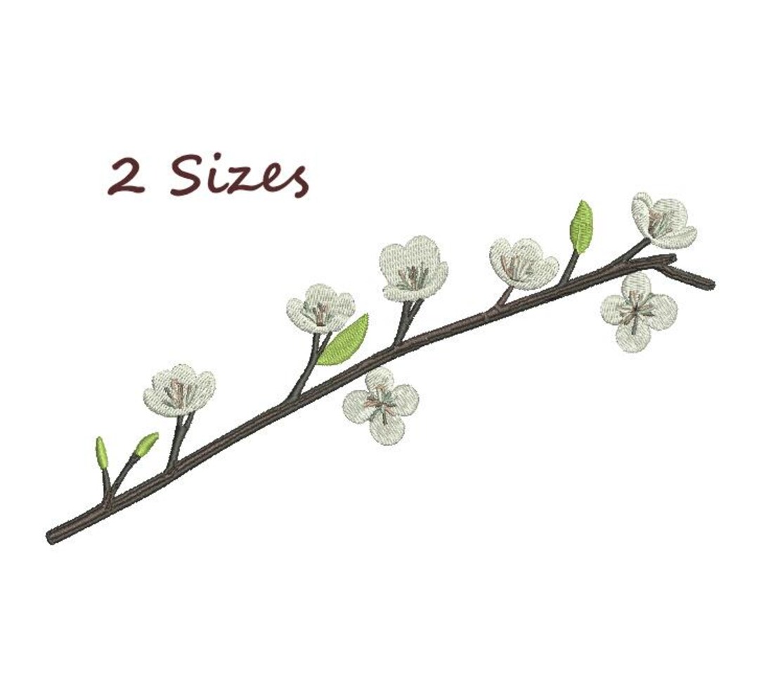 Spring Branch Embroidery Design - Flower Embroidery Design - 2 Sızes ...