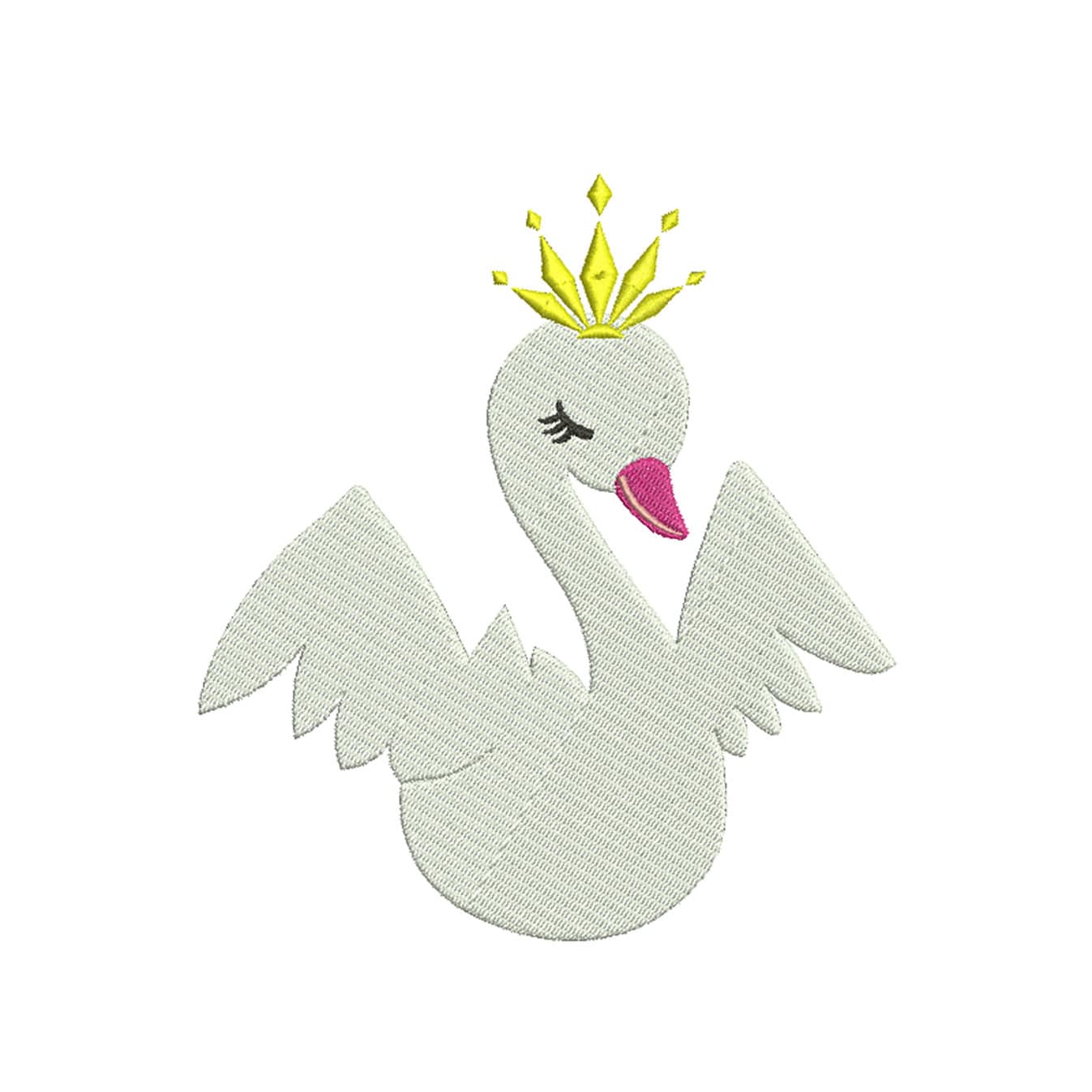 Swan Embroidery Design Crowned Swan Embroidery Swan Princess Etsy España