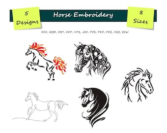 Horse Machine Embroidery - Animal Embroidery Pattern -  Design-instant download