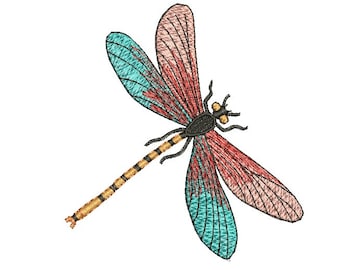 Dragonfly machine embroidery - Dragonfly animal design - Design instant download - pes - jef