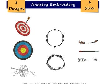Archery Target machine embroidery - 8 Designs - 6 Sizes - Sport pattern - Sport embroidery files - Instant Download - Arrow embroidery