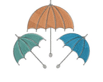 Umbrella embroidery - Color umbrella embroidery design - Umbrella embroidery pattern - instant download