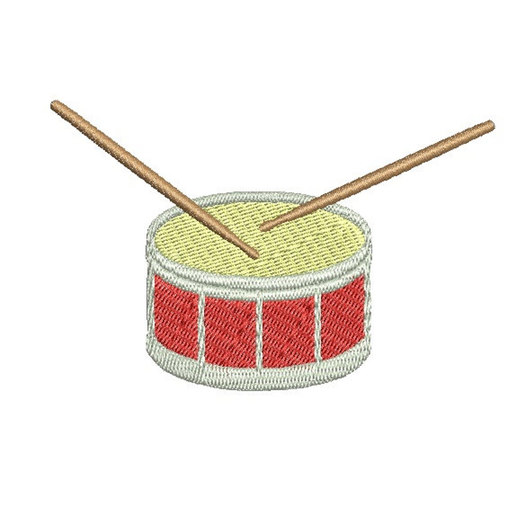 Drum Design Pattern, Drum Embroidery Design, Realistic Red Drum