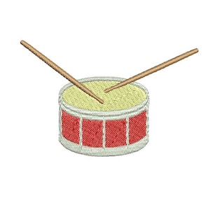 Drum Design Pattern, Drum Embroidery Design, Realistic Red Drum Embroidery Design, Wooden Drum Sticks Pattern, Musical instrument Design