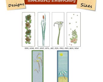 Bookmark embroidery - Bookmark Embroidery, Flower Machine Embroidery, Floral Bookmark, Gift For Her, Bookmark Design, Embroidery Pattern