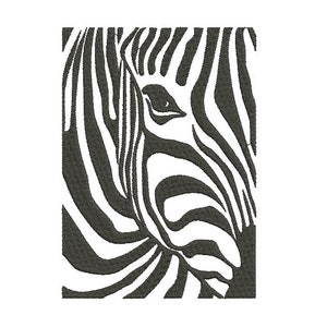 May include: Black and white close-up of a zebra's face, showing the stripes and one eye.