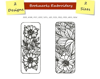 Bookmark Embroidery, Flower Machine Embroidery, Floral Bookmark, Gift For Her, Bookmark Design, Embroidery Pattern