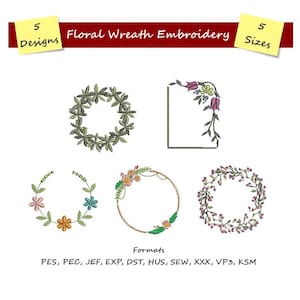Couronne de fleurs - broderie cadre tulipe - broderie de cadre - motif de broderie couronne de feuilles - TÉLÉCHARGEMENT NUMÉRIQUE