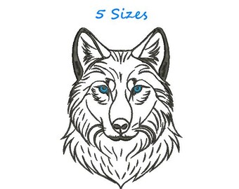 Wolf Stickdatei - Tier Muster - Wildtier Stickdatei - 5 Größen