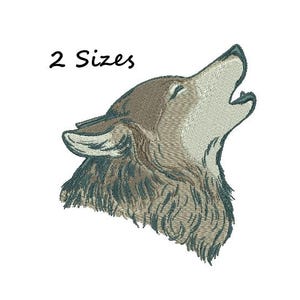 Wolf hoofd machineborduurontwerp, wolf borduurontwerp, 2 maten, machine, wolven, roofdieren