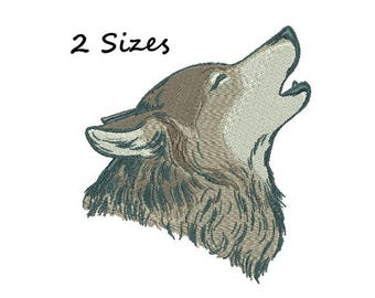 Wolfskopf, Maschinenstickerei, Wolf Stickdatei, 2 Größen, Stickmaschine, Wölfe, Raubtiere