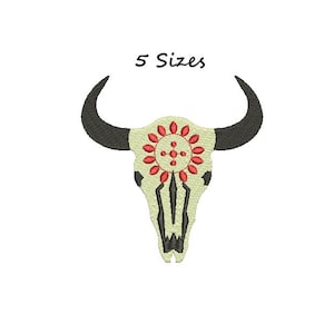 Bull skull embroidery design - Animal skull embroidery - Halloween embroidery - DIGITAL DOWNLOAD - Machine embroidery