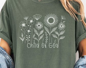 Comfort Colors® Child of God Shirt, Christian Gift, Faith-Based Apparel, Chirstian Art Tee, God Lover Shirts, Religious T-Shirt, God Shirt