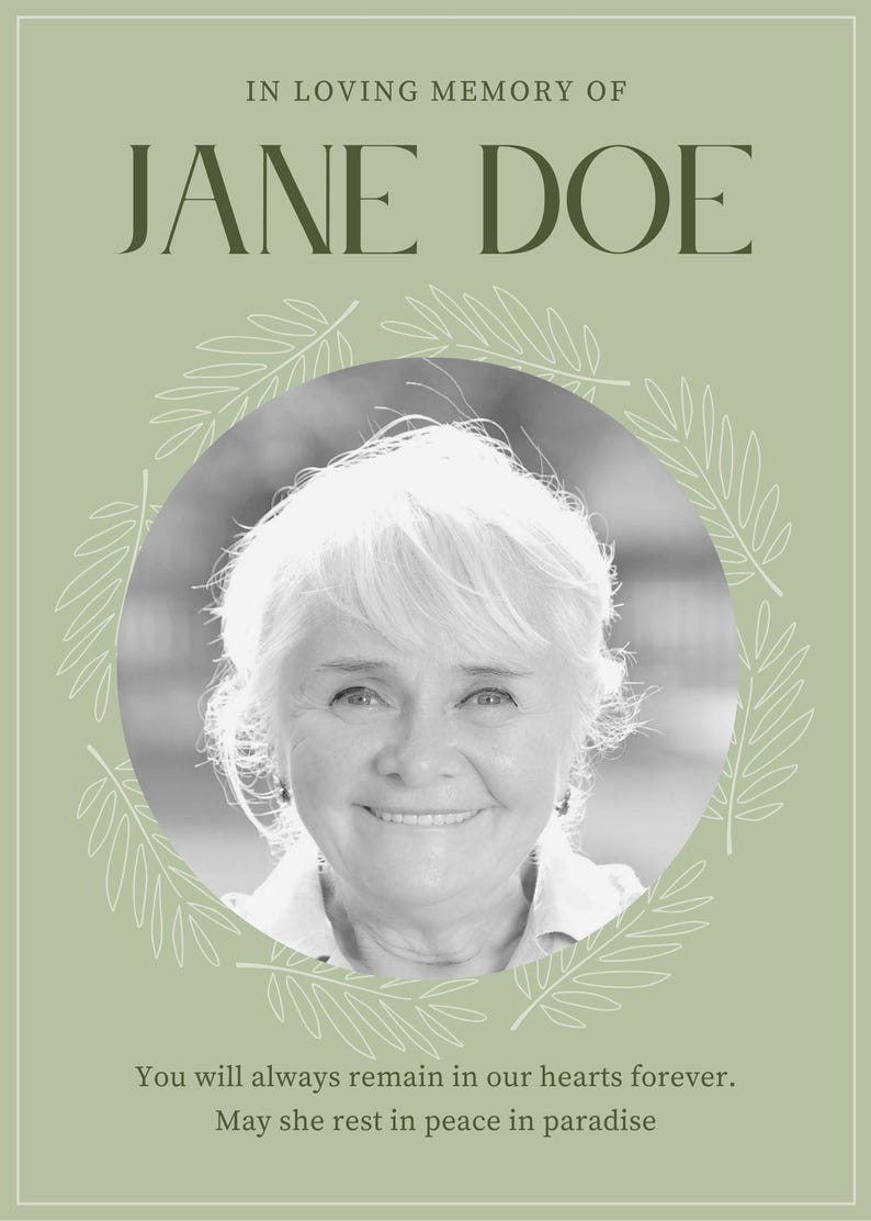 Editable Obituary Template Elegant Design With Customizable Text