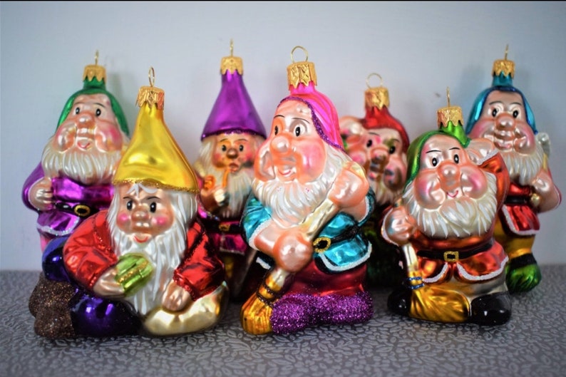 Set of 7 Dwarfs.glass Christmas Ornaments 100 Handmade Etsy