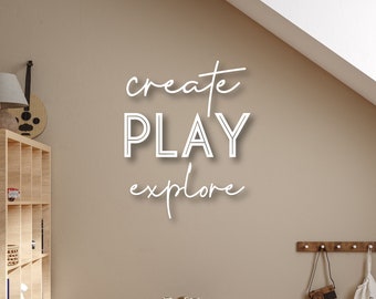 Create Play Explore | Cutout Set | Playroom wall decor | Play room sign wall