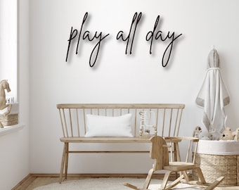 Play all day wood words, playroom signs, playroom decor, wood word cut out, laser cut, wedding decor, wedding words, weddings