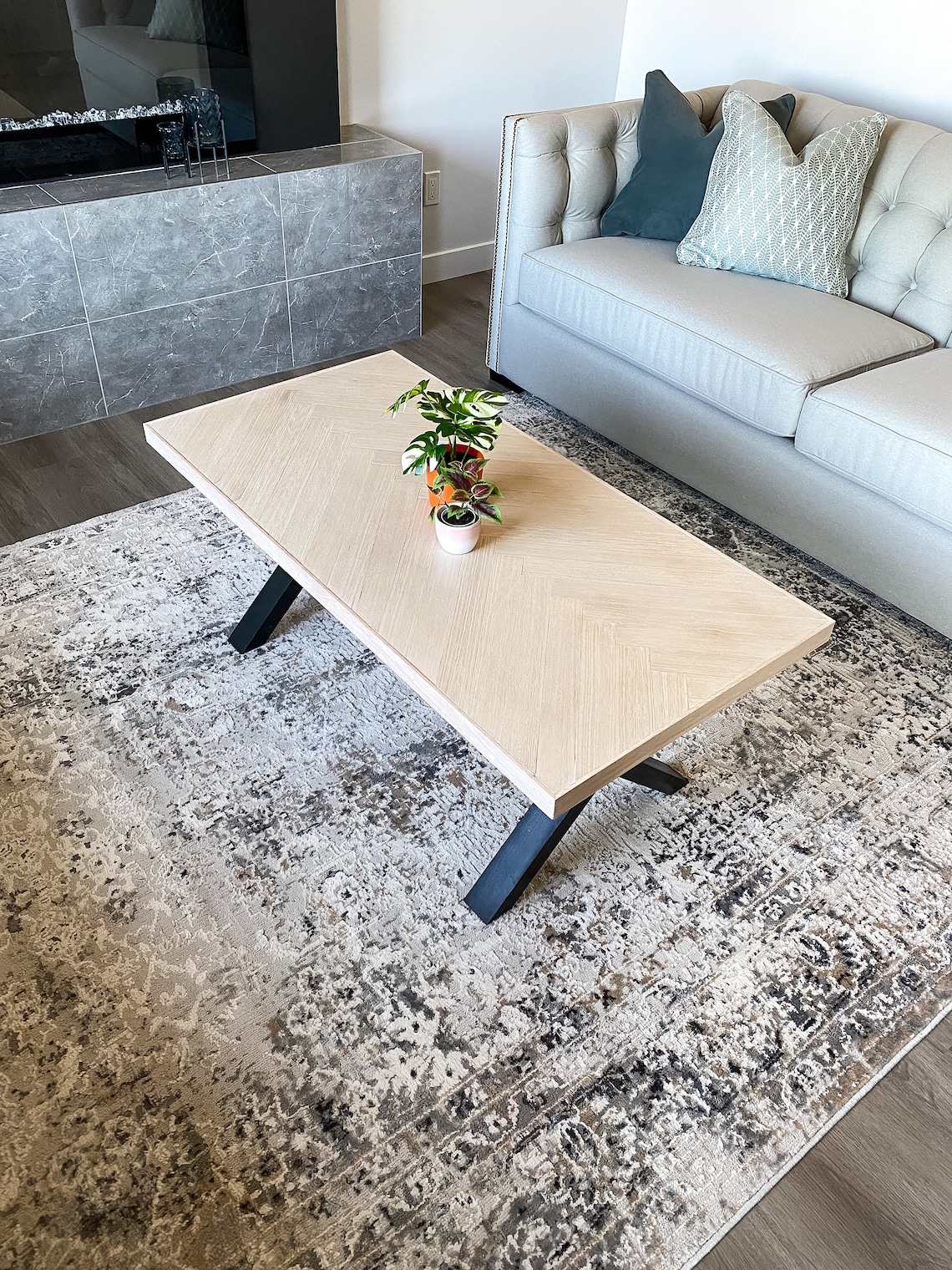 Herringbone Pattern Coffee table. Etsy
