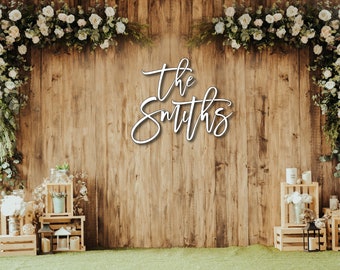 Last Name Wood Sign, Family Name Sign Wood, Large Wedding Last Name Sign, Hedge Backdrop Sign, Backdrop Name, Hedge Wall Sign, Wedding Sign