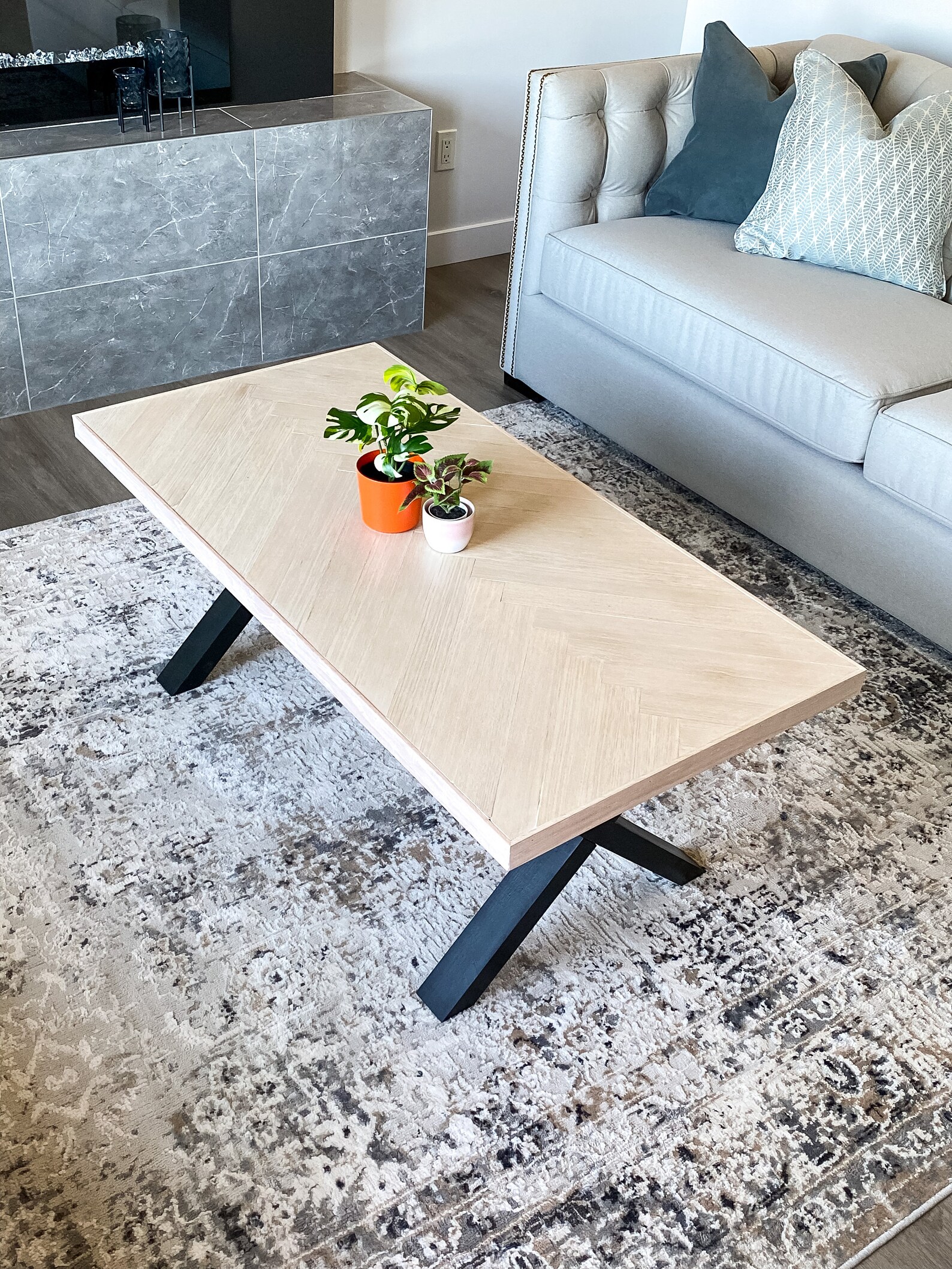 Herringbone Pattern Coffee table. Etsy