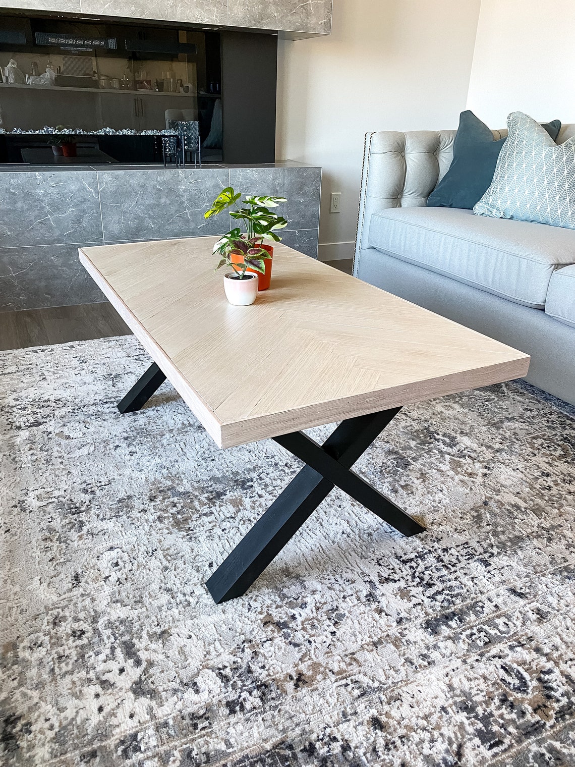 Herringbone Pattern Coffee table. Etsy