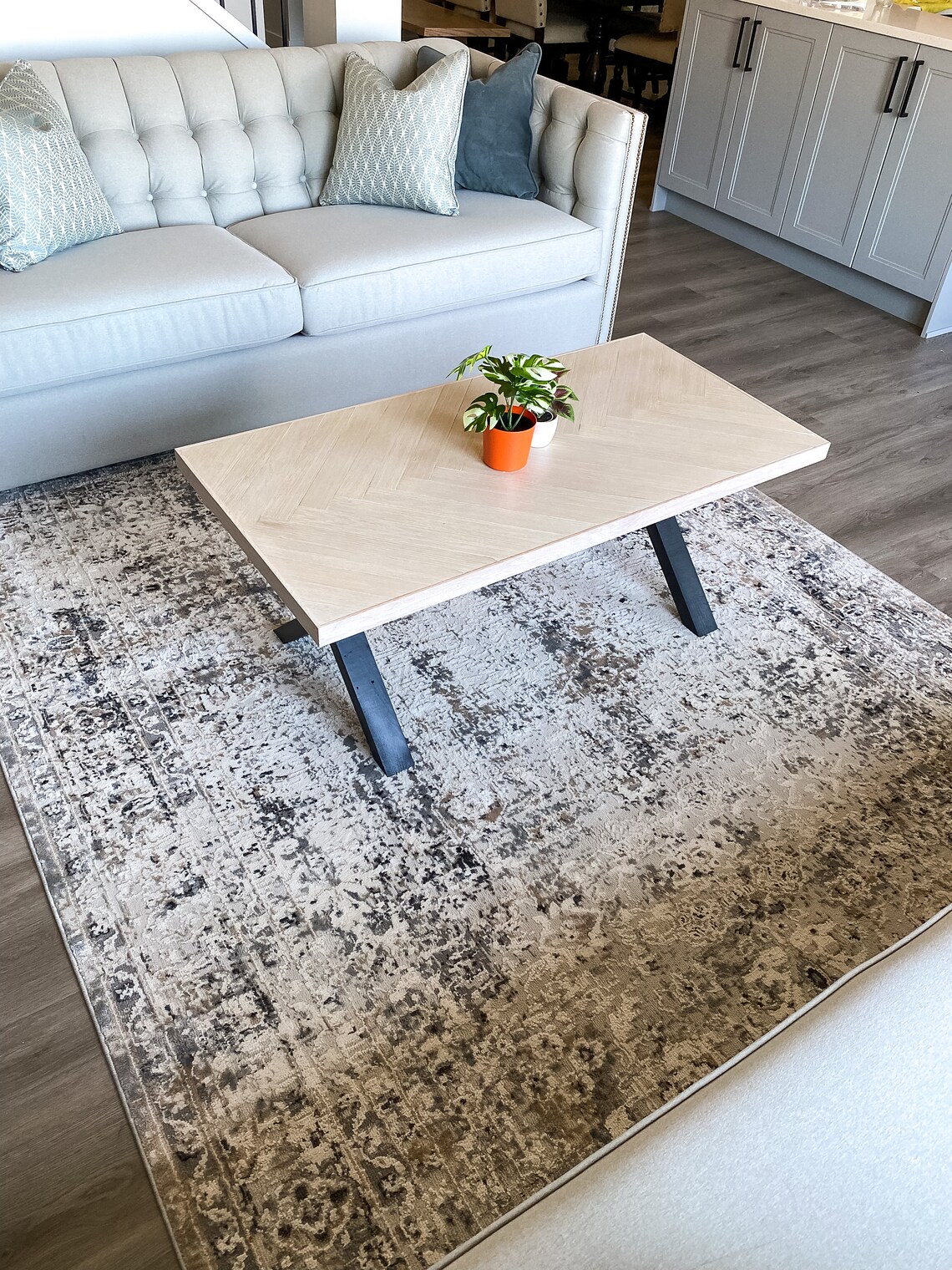 Herringbone Pattern Coffee table. Etsy