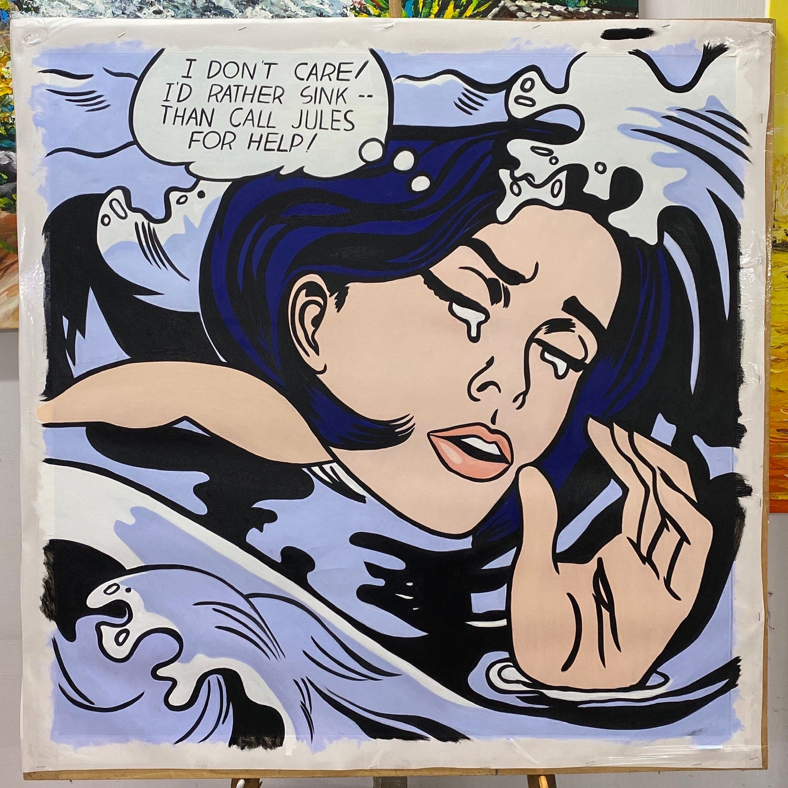 Oil Painting Drowning Girl Roy Lichtenstein Pop Art 100 Etsy Oil Painting Drowning Girl Roy Lichtenstein Pop Art 100 Etsy