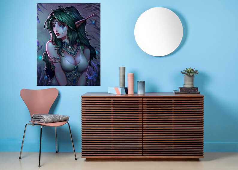 Movie Art Night Elf Fantasy Art Oil Painting on Canvas 100/% handmade Reproduction Home Decor World of Warcraft Art